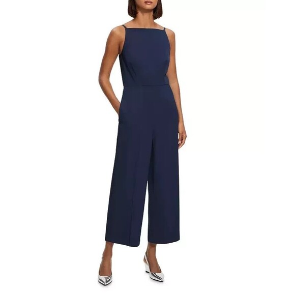 Theory Womens Square Neck Sleeveless Jumpsuit, Blue, 12